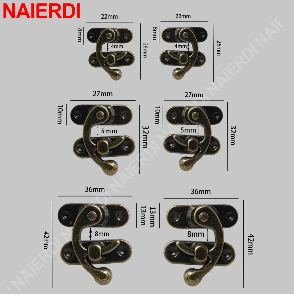 Naierdi กลอนล็อกกล่องไม้ สีบรอนซ์ สไตล์โบราณ 20 ชิ้น | Shopee Thailand