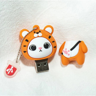 Tiger แฟลชไดรฟ์ USB ซิลิโคน ลายการ์ตูนเสือน่ารัก ความเร็วสูง 128GB สําหรับคอมพิวเตอร์ โทรศัพท์