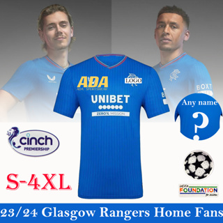 เสื้อกีฬาแขนสั้น ลายทีมชาติฟุตบอล Rangers Home Jersey 23-24 ชุดเหย้า สําหรับผู้ชาย ไซซ์ S-4XL