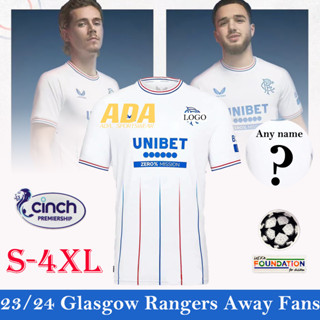 เสื้อกีฬาแขนสั้น ลายทีมชาติฟุตบอล Rangers Away Jersey 23-24 ชุดเยือน สําหรับผู้ชาย ไซซ์ S-4XL