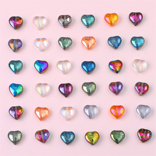 ลูกปัดแก้ว รูปหัวใจ สีสันสดใส สําหรับทําเครื่องประดับ สร้อยคอ สร้อยข้อมือ DIY 20 ชิ้น