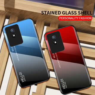 เคสแข็ง Vivo Y02T ฝาครอบกรณี Gradient Tempered Glass Casing Vivo Y02T Y 02T เคสโทรศัพท์ Back Cover