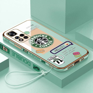 เคสโทรศัพท์มือถือ ลายการ์ตูน Starbucks พร้อมสายคล้อง สําหรับ Redmi note 10 4G Redmi note 10pro 4G Redmi note 10 5G Redmi note 10pro 5G note 11 note 11S note 11pro