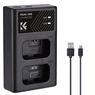 K&amp;f Concept NP-FW50 ที่ชาร์จแบตเตอรี่ Micro USB และ Type-C ช่องคู่ อินเตอร์เฟซคู่ สําหรับแบตเตอรี่ A6000 A6500 A5000 A3000 A55 RX10 NEX-3 5 7 USB