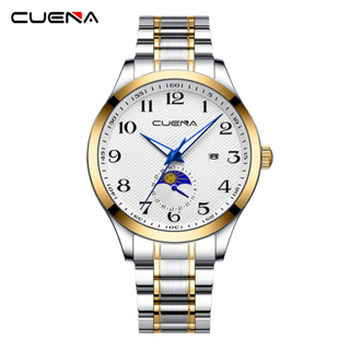 Cuena นาฬิกาข้อมือดิจิทัล ควอตซ์ อะนาล็อก สเตนเลส ลําลอง กันน้ํา ดีไซน์สร้างสรรค์ แฟชั่นเรียบง่าย สําหรับผู้ชาย 6087