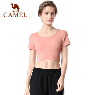 Camel เสื้อยืดแขนสั้น ใส่เล่นโยคะ ฟิตเนส วิ่ง เล่นกีฬา สําหรับผู้หญิง