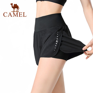 Camel กางเกงขาสั้น เอวสูง ป้องกันการลื่นไถล เหมาะกับการเล่นโยคะ กีฬา สําหรับผู้หญิง