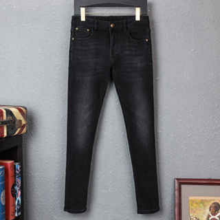 กางเกงยีนส์แฟชั่นคุณภาพสูงสำหรับผู้ชาย Vintage Grey Black Slim Fit สบายแฟชั่นแบรนด์ออกแบบกางเกงยีนส์ผู้ชาย