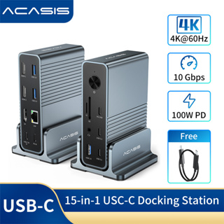 Acasis แท่นชาร์จ USB-C (15-in-1) สําหรับแล็ปท็อป USB-C จอแสดงผล 4K HDMI DP 4K@60 HZ 2*USB3.1 10GBPS SD TF Audio RJ45 Mac Windows