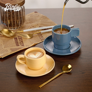 Bincoo ชุดถ้วยกาแฟ และจานรอง เซรามิค ขนาดเล็ก 100 มล. สไตล์อิตาลี