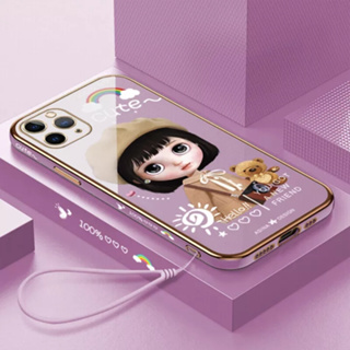 เคสโทรศัพท์มือถือ ลายการ์ตูนเด็กผู้หญิงเบเร่ต์ พร้อมสายคล้อง สําหรับ iPhone 11 11 pro 11 pro max 12 12 pro 12 pro max 12 mini