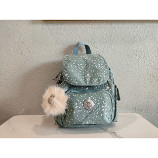 Kipling k12671 กระเป๋าเป้สะพายหลัง ขนาดเล็ก สีเขียว สีเงิน สําหรับเด็ก