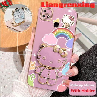 เคสโทรศัพท์มือถือ ซิลิโคนนิ่ม กันกระแทก ลาย Hello Kitty Cat พร้อมกระจกแต่งหน้า และที่ตั้งวาง สําหรับ INFINIX HOT 10i INFINIX Smart 5 Pro DDXKT01