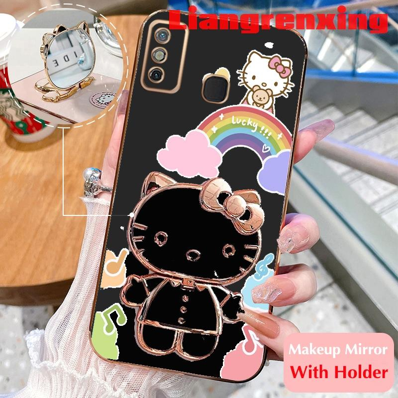 เคสโทรศัพท์มือถือ-ซิลิโคนนิ่ม-กันกระแทก-ลายแมวเฮลโลคิตตี-พร้อมกระจกแต่งหน้า-สําหรับ-tecno-spark-6-go-tecno-spark-6-air-techno-spark-6-go-ddxkt01