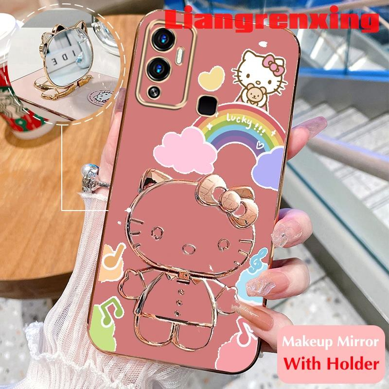 เคสโทรศัพท์มือถือ-ซิลิโคนนิ่ม-กันกระแทก-ลายแมวเฮลโลคิตตี-พร้อมกระจกแต่งหน้า-สําหรับ-infinix-hot-12-play-12i-12-ddxkt01