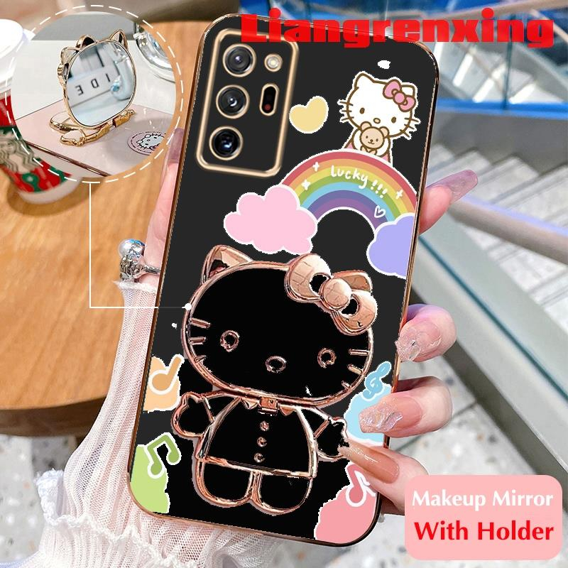 เคสโทรศัพท์มือถือ-ซิลิโคนนิ่ม-กันกระแทก-ลาย-hello-kitty-cat-พร้อมกระจกแต่งหน้า-และที่ตั้งวาง-สําหรับ-samsung-note-20-ultra-note-20-ddxkt01