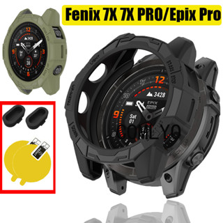 สําหรับ Garmin Fenix 7X PRO 7 EPIX PRO 51 มม. 47 มม. เคส TPU กันชน ฝาครอบป้องกันหน้าจอ พอร์ตชาร์จ ปลั๊กกันฝุ่น