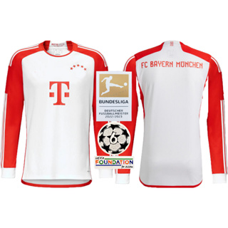 Bayern Munich HOME เสื้อยืดแขนยาว ลายทีมฟุตบอล ไซซ์ S-2XL 2023/24 สําหรับผู้ชาย