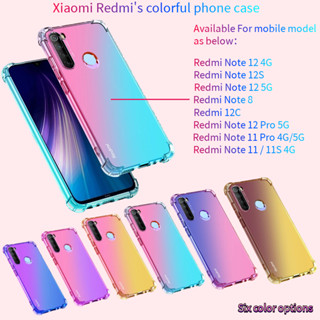 เคสโทรศัพท์มือถือ ซิลิโคนนิ่ม กันกระแทก น้ําหนักเบา สีรุ้ง สําหรับ Redmi Note 8 Note12 4G 12S 12 12C Note 11 12 Pro 5G 11S