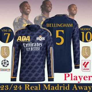 【Player Issue】เสื้อกีฬาแขนยาว ลายทีมชาติฟุตบอล Real M Away 23-24 ไซซ์ S-2XL พร้อมส่ง