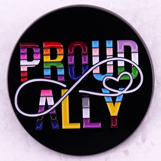 Proud ally เข็มกลัดเคลือบสีรุ้ง LGBTQ Lapel Pin