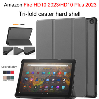 เคสโทรศัพท์มือถือหนัง PU ฝาพับแม่เหล็ก พร้อมช่องใส่บัตร สีพื้น สําหรับ Amazon Fire HD 10 2023 HD10 Plus 2023 Fire HD10 Plus 2023