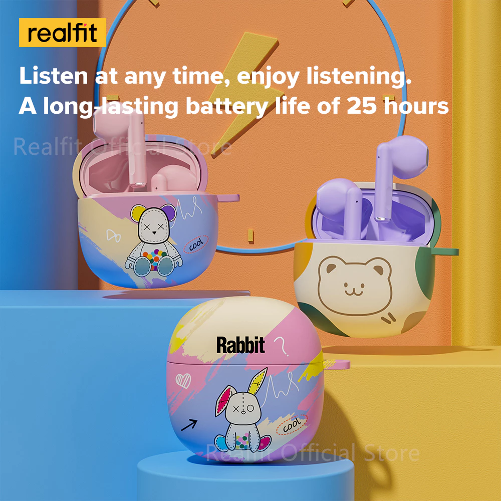 realfit F1 Mini Bass Tws หูฟังบลูทูธไร้สาย Bluetooth 5.3 หูฟัง พร้อมเคสป้องกันน่ารัก https://wayoza.com
