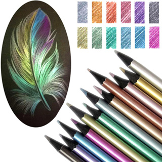 ดินสอสี โลหะ สําหรับวาดภาพ ร่างภาพ 12 สี