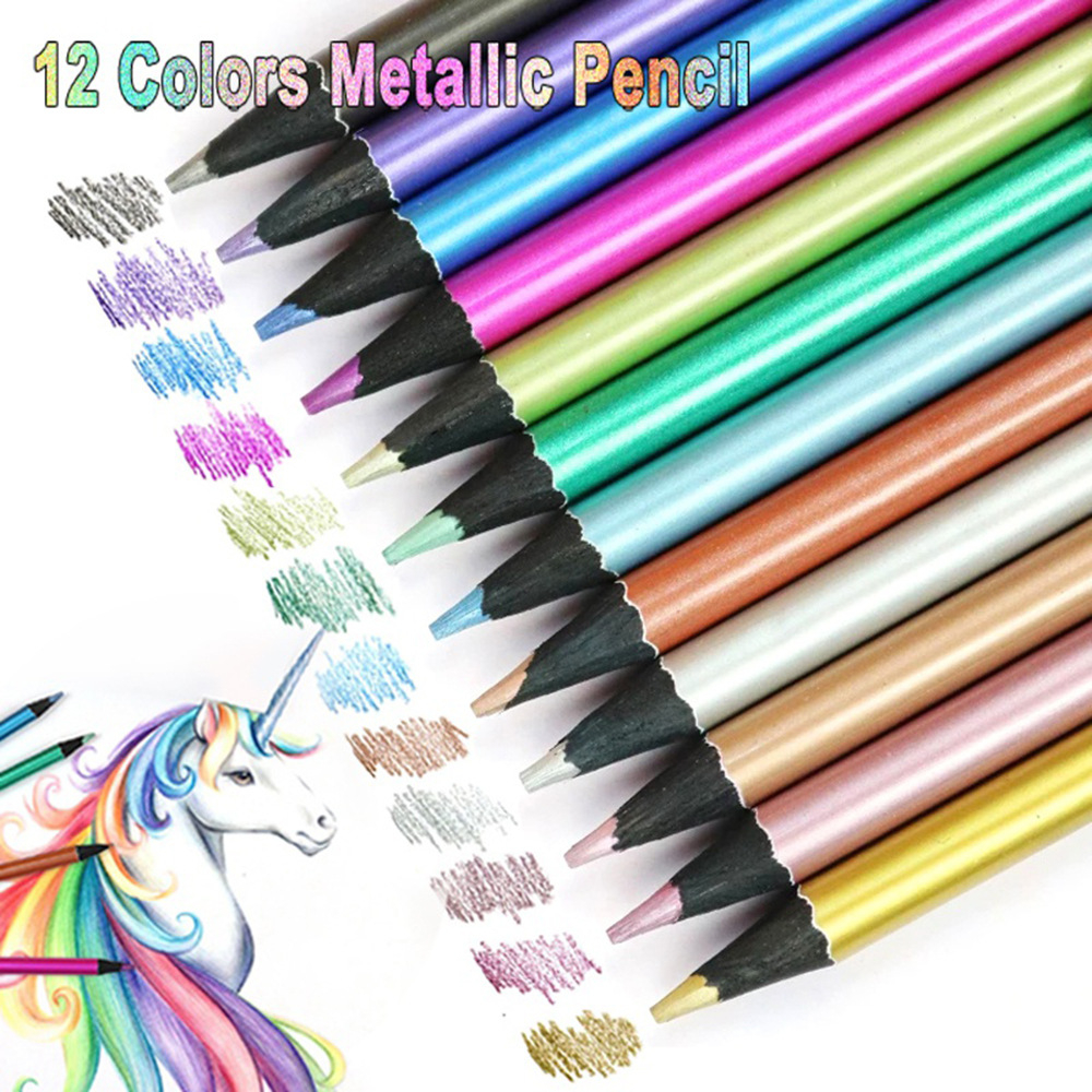 ดินสอสี-โลหะ-สําหรับวาดภาพ-ร่างภาพ-12-สี