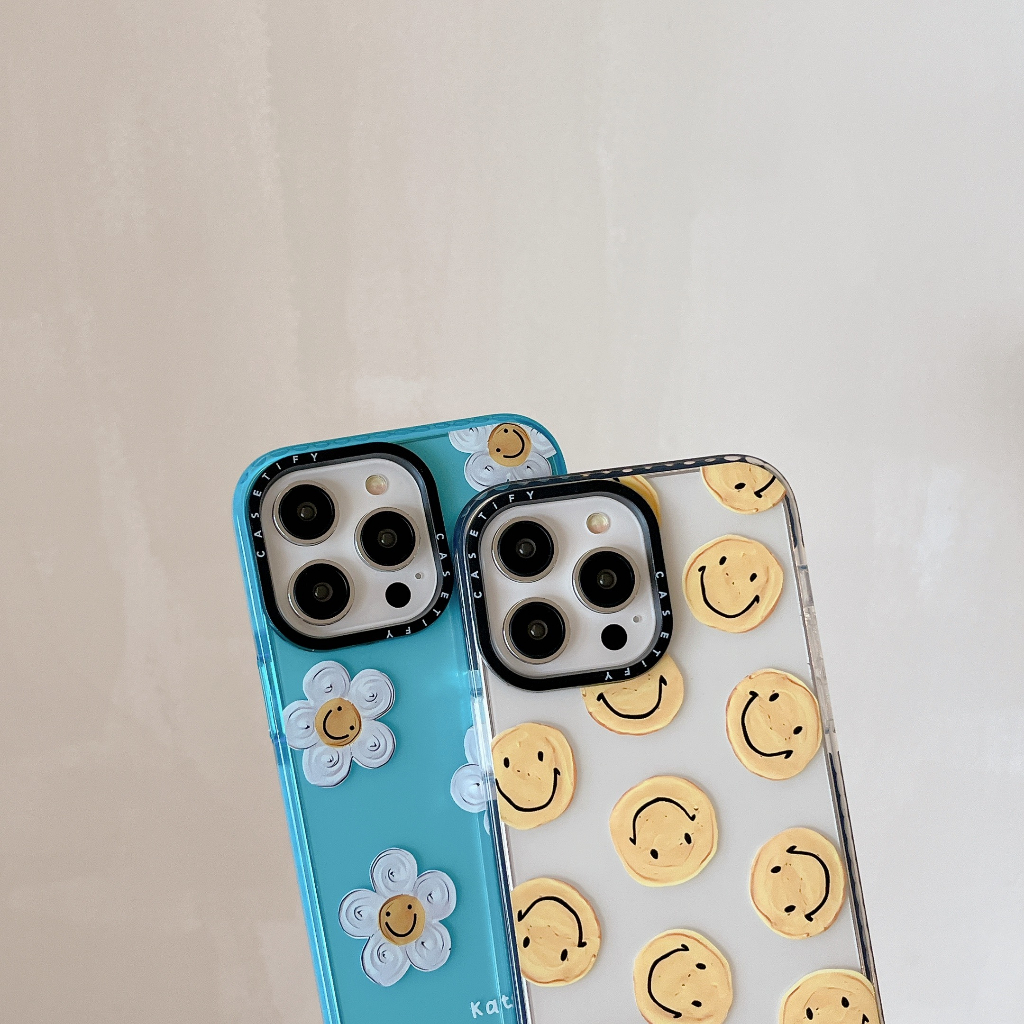 เคสโทรศัพท์มือถือแบบนิ่ม-tpu-ลายดอกไม้หน้ายิ้ม-สําหรับ-iphone11-12-13-14-15-pro-promax