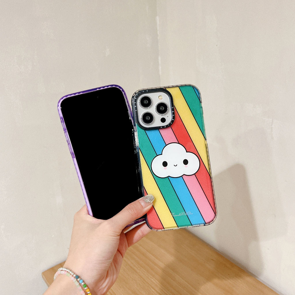 เคสโทรศัพท์มือถือแบบนิ่ม-tpu-ลายสายรุ้ง-สําหรับ-iphone11-12-13-14-15-pro-promax