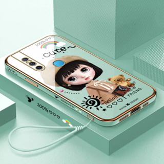 เคสโทรศัพท์มือถือ ลายการ์ตูนเด็กผู้หญิงเบเร่ต์ พร้อมสายคล้อง สําหรับ Vivo V17 Vivo V15 Vivo V15 PRO Vivo V11 Vivo V11i Vivo V11 PRO Vivo V7 PLUS