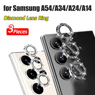 แหวนเลนส์เพชร สําหรับ Samsung Galaxy A54/A34/A24/A14 แหวนโลหะ + ฟิล์มกระจกนิรภัย ป้องกันเลนส์กล้อง
