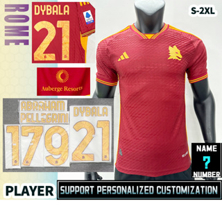 เสื้อกีฬาแขนสั้น ลายทีมชาติฟุตบอล Roma Home 23-24 [Player Version] ไซซ์ S-2XL คุณภาพสูง