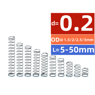 【WDY】สปริงบีบอัด Sus304 0.2 มม. OD1.5 2 2.5 3 มม. ยาว 5-50 มม. 10 ชิ้น