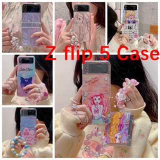 เคสมือถือ ลายการ์ตูนเจ้าหญิงนางเงือกน่ารัก พับได้ กันตก สําหรับ Samsung Galaxy Z Flip 5 Z-Flip5 Z Flip-5