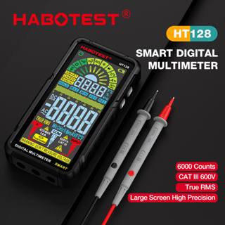 Habotest HT128 มัลติมิเตอร์ดิจิทัล ชาร์จซ้ําได้ กันไหม้ นับ 6000 โวลต์มิเตอร์ NCV ทดสอบ 4.88 นิ้ว ไฟแบ็คไลท์ LCD