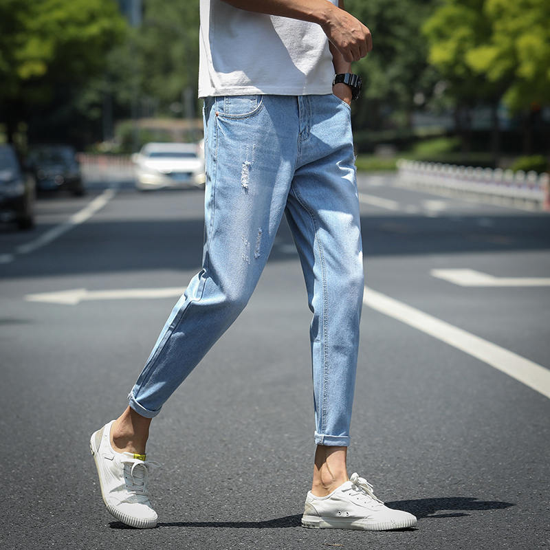 mens-jeans-fashion-slim-fit-trousers-with-small-feet