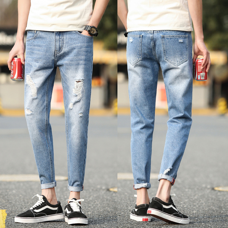 mens-jeans-fashion-slim-fit-trousers-with-small-feet