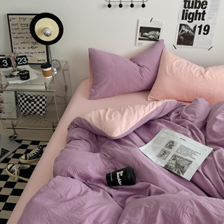 ชุดเครื่องนอน ผ้าปูที่นอน สีชมพู สําหรับเตียงควีนไซส์ คิงไซซ์