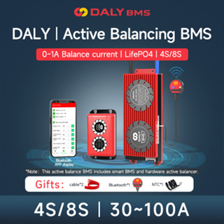 Daly Smart BMS พร้อมแบตเตอรี่ BT+Hardware Active Balancer 1A Current 4S 8S 30A 40A 60A 80A 100A LiFePO4