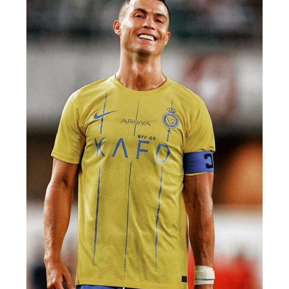 เสื้อกีฬาแขนสั้น-ลายทีมฟุตบอล-al-nassr-fc-ronaldo-2023-24-ชุดเหย้า-พร้อมส่ง