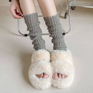 ถุงเท้ายาวถึงเข่า สีพื้น แฟชั่นฤดูหนาว