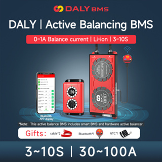 Daly Smart BMS พร้อม BT + ฮาร์ดแวร์ Active Balancer 1A ปัจจุบัน 3S 4S 7S 10S 30A 40A 60A 80A 100A สำหรับแบตเตอรี่ Li-ion