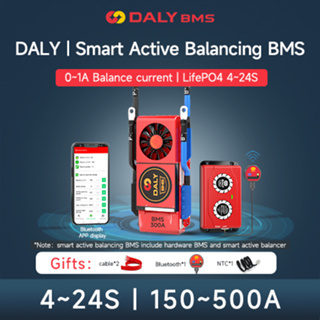 ฮาร์ดแวร์ Daly BMS + Smart Active Balancer พร้อมพัดลม BT 1A 4S 8S 12S 15S 16S 20S 24S 150A 200A 250A 300A 400A 500A LiFePO4