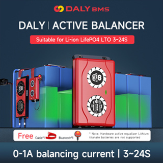 ใหม่ Daly Smart Active Balance 3S-24S Li-ion LiFePO4 กระแสไฟ 12V 24V 36V BMS 1A