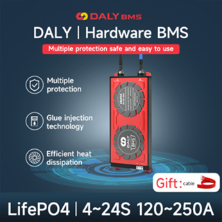 Daly ฮาร์ดแวร์ BMS LiFePO4 4-24s 12V-72V กระแสไฟสูง 120A-250A (สามารถใช้ได้กับตัวปรับสมดุลที่ใช้งานอยู่)