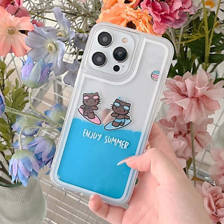 เคสโทรศัพท์มือถือแบบแข็ง ใส กันกระแทก มีทรายไหล ลายเฮลโลคิตตี สําหรับ iPhone 11 14PROMAX 12PROMAX 13PROMAX 11PROMAX 14PLUS