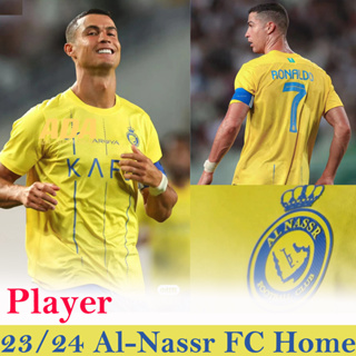 【Player/New】เสื้อกีฬาแขนสั้น ลายทีมชาติฟุตบอล Al-Nassr FC 23-24 ชุดเหย้า สําหรับผู้ชาย ไซซ์ S-2XL