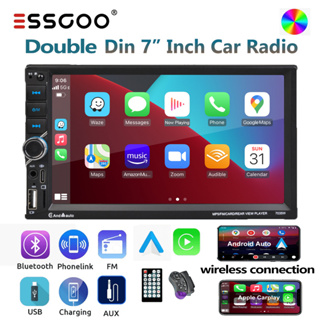 Essgoo เครื่องเล่นมัลติมีเดีย MP5 HD 7 นิ้ว 2 Din วิทยุ MP5 ระบบ Wince พร้อม Carplay ไร้สาย Android รองรับ FM TF USB AUX